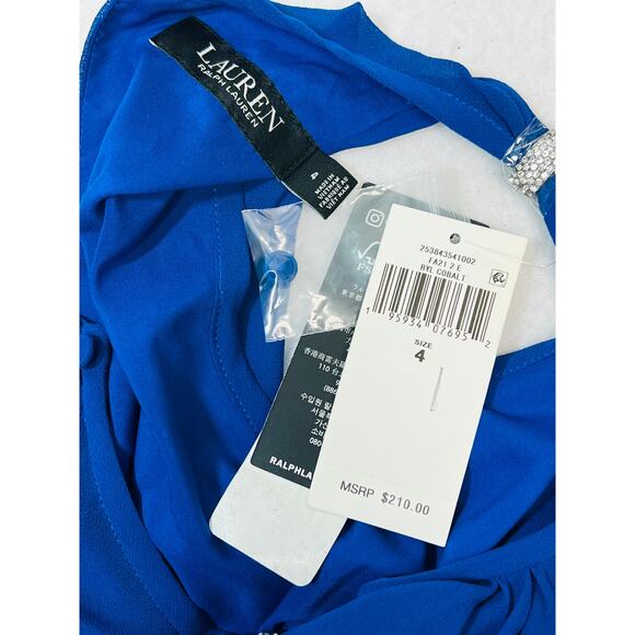 RALPH LAUREN 4 S royal blue crystal cuff peep hole formal maxi dress NWT B27 - Picture 10 of 11